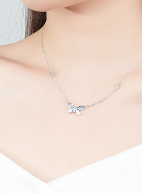 s925纯银蝴蝶项链女小众设计轻奢高级简约锁骨链2022年新款