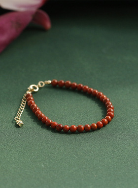 天然南红玛瑙手链女民族风天然柿子红手串满色南红秋饰物手饰