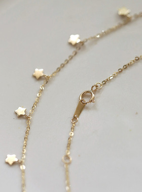 925纯银镀14K金项链一串小星星可爱五角星小众气质日韩颈链锁骨链