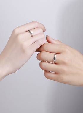 S925纯银你的名字情侣戒指DIY刻字小众高级感开口可调节情侣对戒