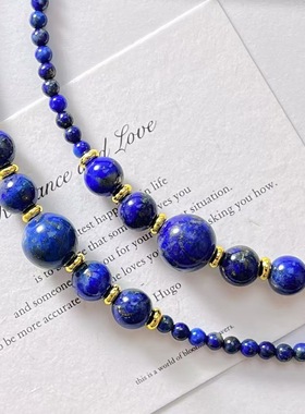 新中式复古高品质天然青金石满天星设计感锁骨链项链 保真可复检