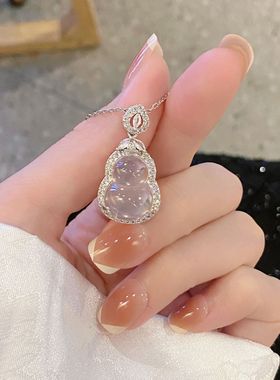 2024新款新中式高冰透仿玉髓葫芦项链气质显白高级感锁骨链百搭