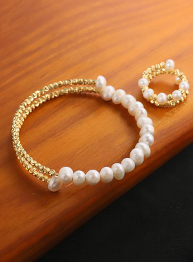 明星同款淡水珍珠气质手链女套装高级小众镯子时尚百搭手串珠串