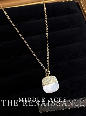 vintage镀18k真金保色真贝壳项链法式复古文艺轻奢风高级感项饰女