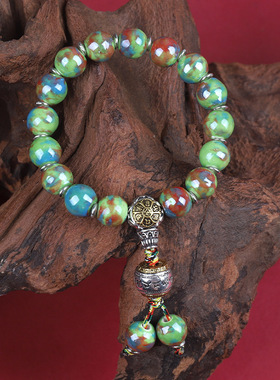 香灰瓷手串晕染雍家男女陶瓷手串经典香灰瓷琉璃手链水晶手链