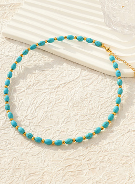 LOFTILY 新款绿松石项链diy轻奢新中式项链小众ins风串珠项链饰品