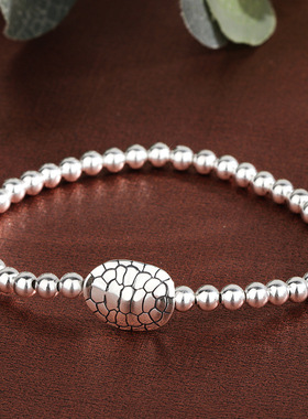 s925纯银龟壳圆珠手链女简约时尚时髦国潮风富甲天下秋冬新品