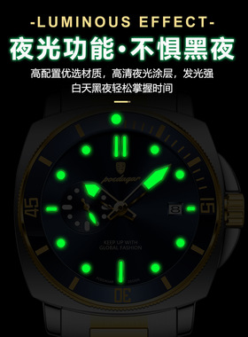 新款男士手表钢带防水夜光石英腕表Men's watch with steel strap