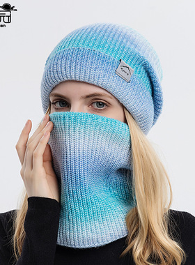 Winter Korean version gradient color wool hat women's thicke