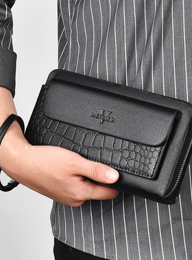 复古男士长款皮质多卡位手拿钱包