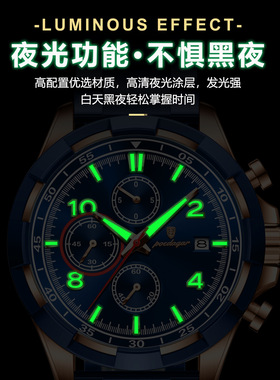 瑞士品牌新款计时多功能夜光男士石英表Men's chronograph watch