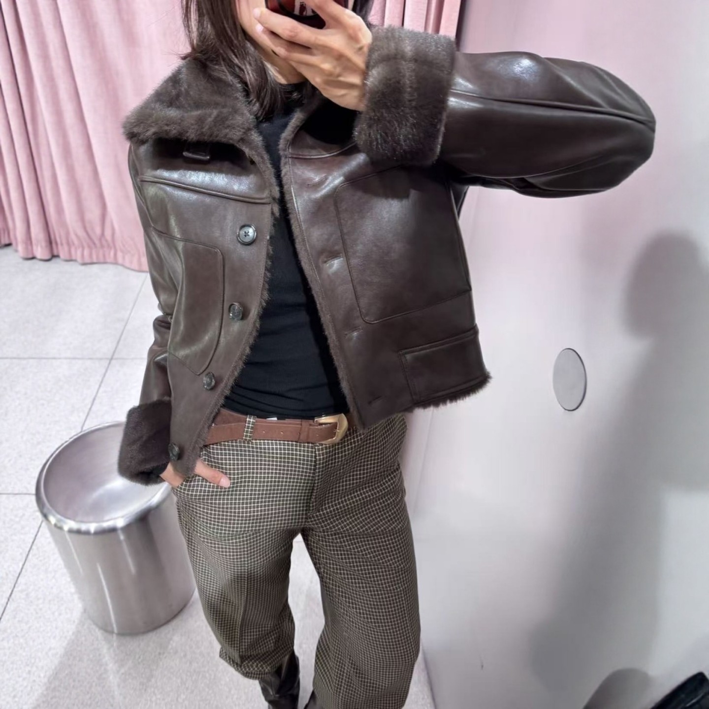 ZA外贸出口女装新款老爹风毛领双面人造皮草效果夹克外套4341845,淘宝优惠券,粉丝福利购,淘宝优惠卷