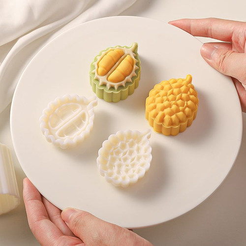 50g立体榴莲月饼模具新款手压式家用中式糕点模具食品级烘焙工具 - 图1