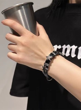 帅气暗黑朋克星星五角星皮质手链