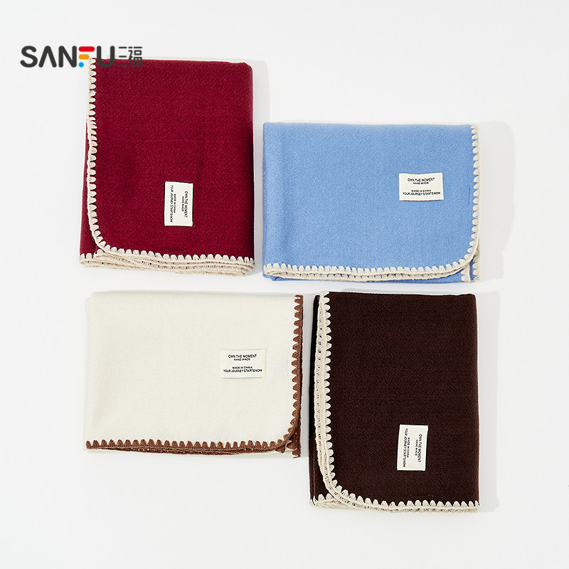 三福锁边单色长巾围巾 时尚氛围感气质优雅服饰配件围脖847247,淘宝优惠券,粉丝福利购,淘宝优惠卷