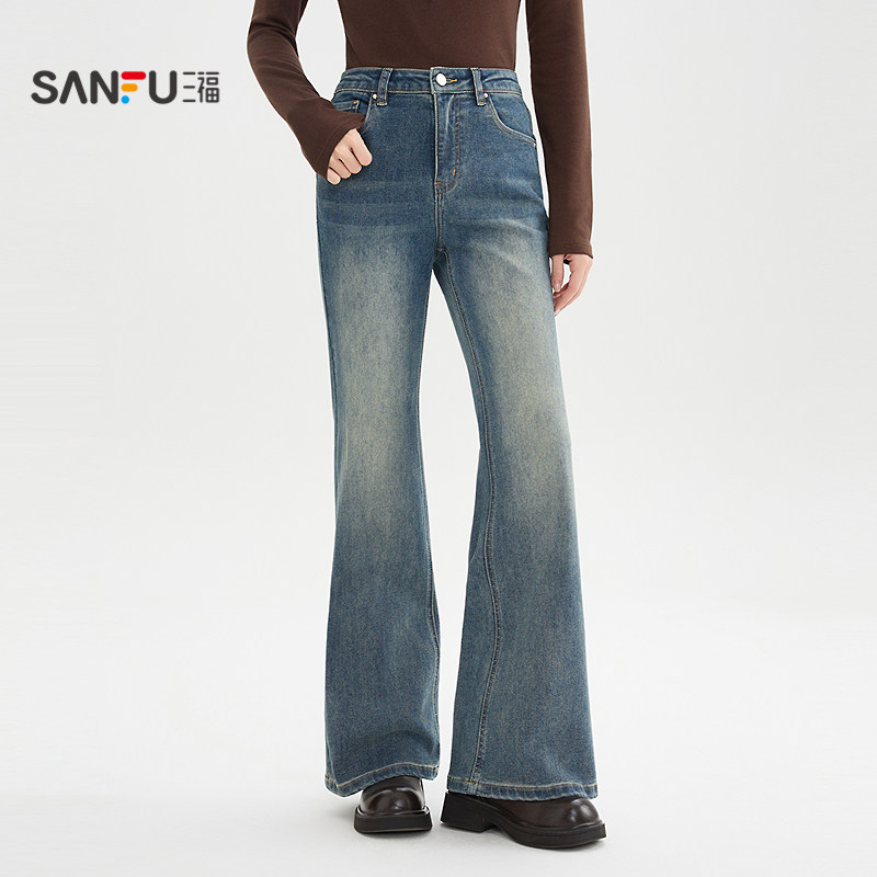 三福牛仔裤2026春季复古喇叭裤脚时尚休闲长裤裤子女装515782,淘宝优惠券,粉丝福利购,淘宝优惠卷