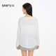 Sanfu summer button striped blouse single casual lazy loose ເສື້ອຍືດແຂນຍາວ 514862