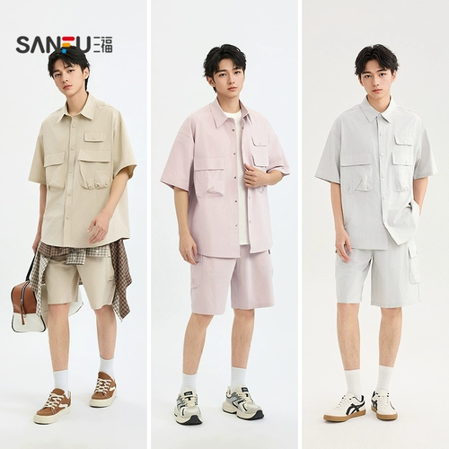 三福 2025 летняя мужская рабочая одежда для рубашки для рубашки для лацката 500066
