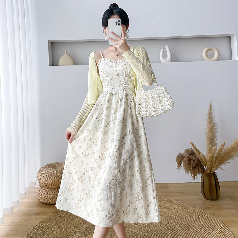 夏季短袖新款雪纺仙气姐妹连衣裙小清新吊带裙披肩裙子套装裙女