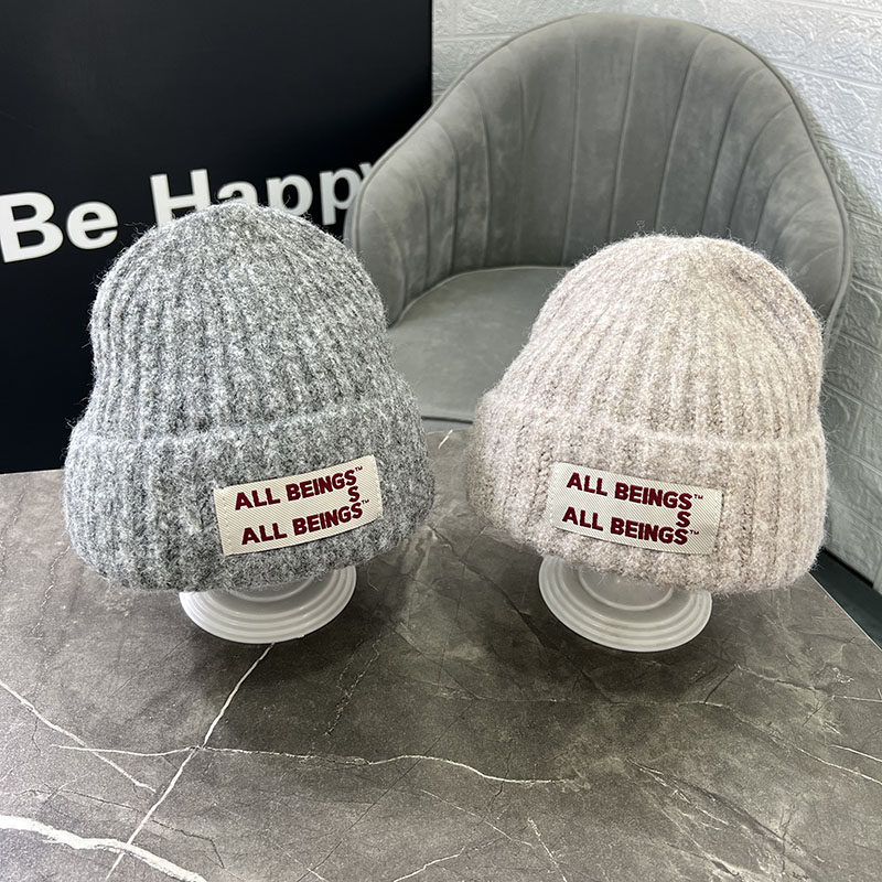 儿童帽子秋冬韩版时尚男女童贴标字母针织毛线帽宝宝保暖护耳帽冬,淘宝优惠券,粉丝福利购,淘宝优惠卷
