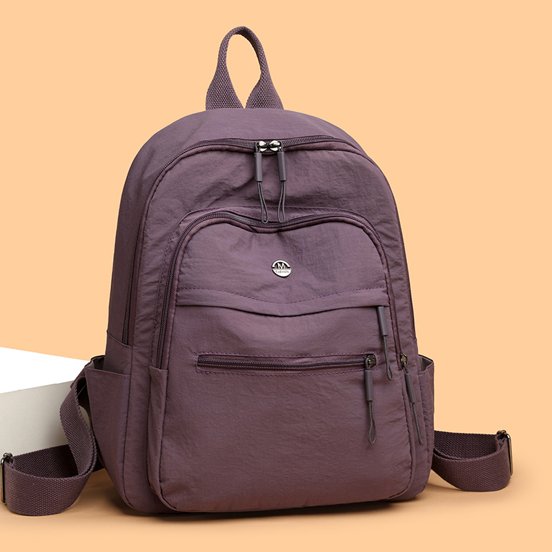 防水尼龙布双肩包女2025新款休闲百搭轻便大容量登山旅行背包书包 - 图1