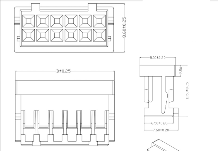 XHD2.54连接器接插件2*2p/3/4/5/8P双排XH2.54mm 2.5胶壳端子DF1B - 图0