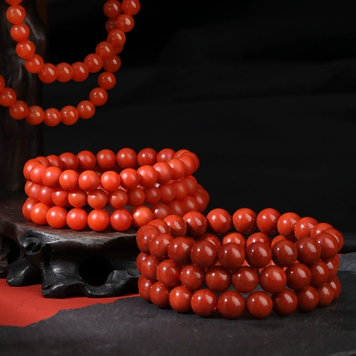 Красное ювелирное украшение, агатовый браслет, ожерелье, резное украшение-шарик, 108 бусин