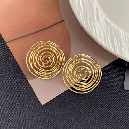 欧美不规则镂空扭曲金属风耳环个性几何圆形简约earing耳钉女耳饰 - 图2