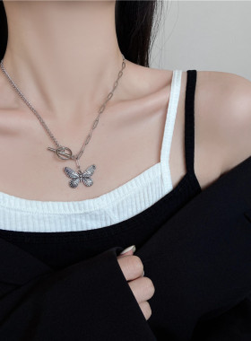 少女蝴蝶小众设计感做旧项链