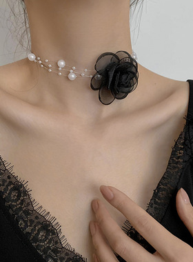 冷淡风高级感森系珍珠颈链脖子配饰小众设计项链女超仙气质锁骨链