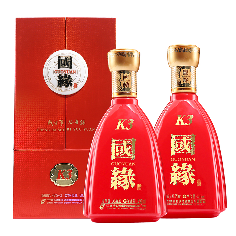 【官方授权】 42度今世缘国缘K3 500ml*4瓶整箱装白酒喜庆家宴酒-图0