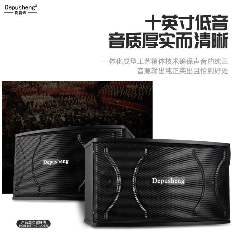 DEPUSHENG D100专业10寸KTV音箱家用舞台会议演出专用卡拉OK音响 - 图1