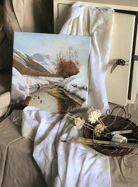 纯手绘小幅简美风装饰画