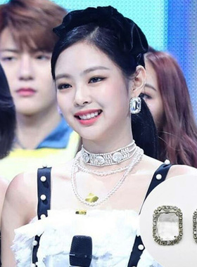 金智妮同款潮闪方形气质女大宝石