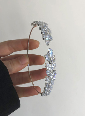 时尚超闪树叶麦穗开口手环女