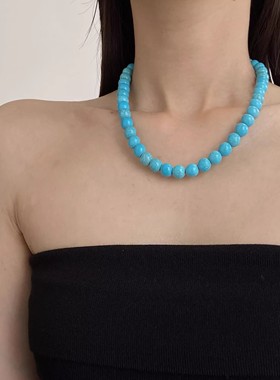 高级感国风复古绿松石串珠项链女