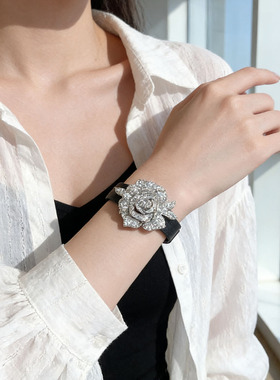 皮革镶钻花朵项链手链皮带扣颈链