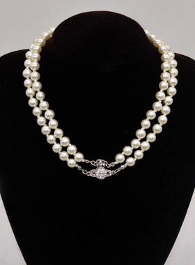 轻奢高级感双层珍珠土星项链女