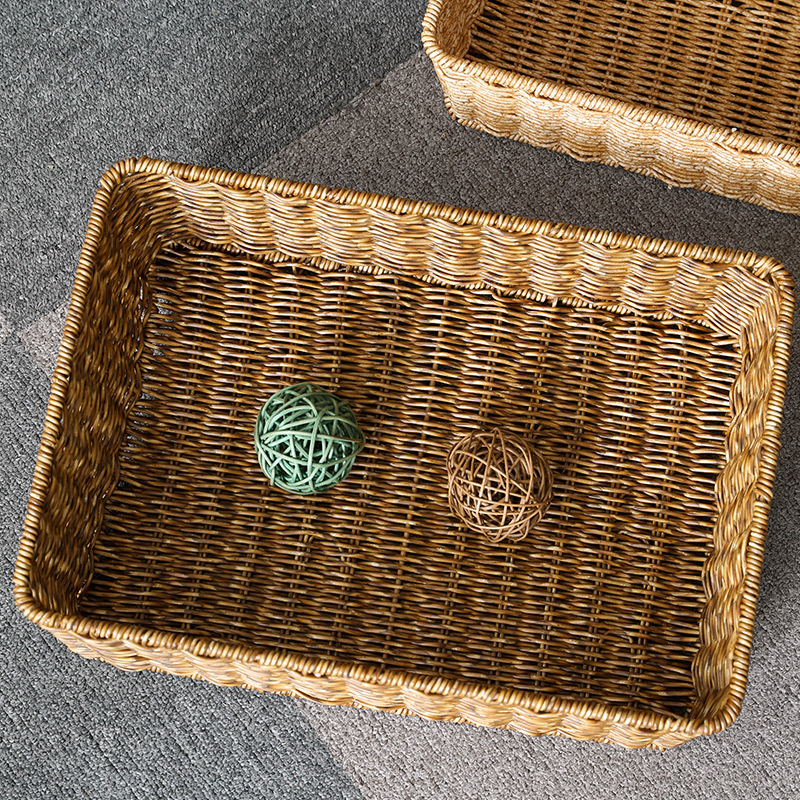 仿藤编零食收纳篮桌面洗漱用品置物筐长方形洒店拖鞋毛巾储物篮子,淘宝优惠券,粉丝福利购,淘宝优惠卷