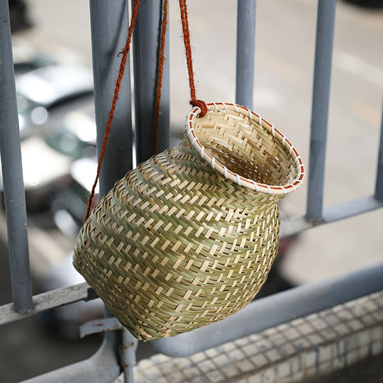 小背篓鱼篓小竹筐竹编制品装饰 秧歌演出道具收纳筐竹篮采茶竹篓