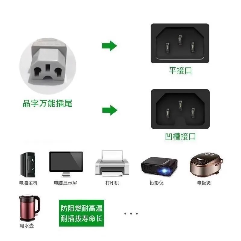 电炒锅电饭锅煲线电水壶压力锅电脑主机电源线连接线三孔插头通用