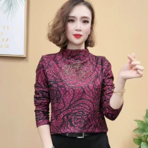 Big code Mom loaded with undershirt Australian suede semi-high collar elastic display slim D autumn and winter exploits fashion 100 hitch long sleeve blouse