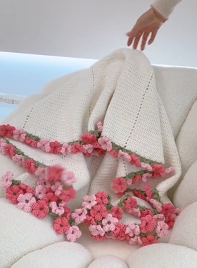 绣球花束毯子手工毯花朵勾针diy