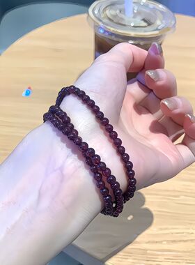 爆款红石榴福牌酒红色石榴手链女