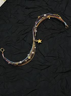 五彩手绳彩虹幸运星编绳手链礼物