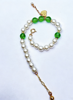 珍珠k金福牌手链女 时尚精致手饰 夏季百搭送闺蜜礼物