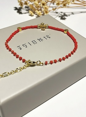 2026马年925银金刚杵手链女新中式国风高颜值红色本命年琉璃手链
