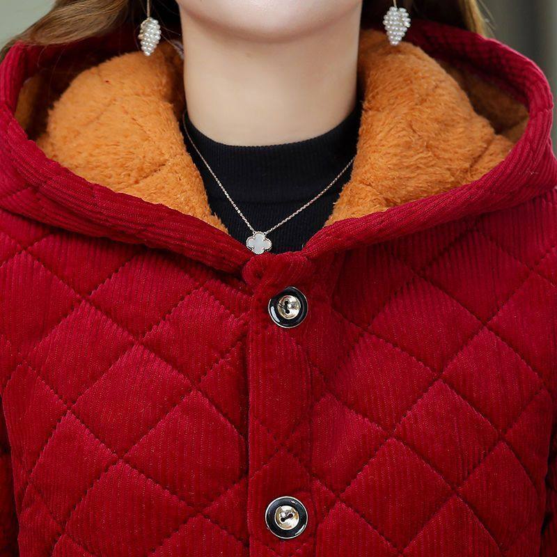 四川省省服冬装女棉衣加绒加厚妈妈罩衣棉袄冬天衣服保暖棉服围裙 - 图0