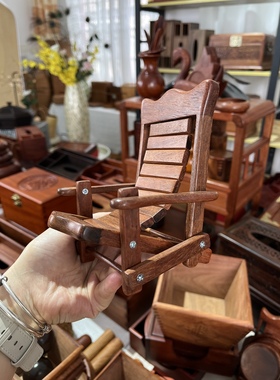 新款实木手机架家用懒人手机小躺椅花梨木桌面躺椅小摆件包邮