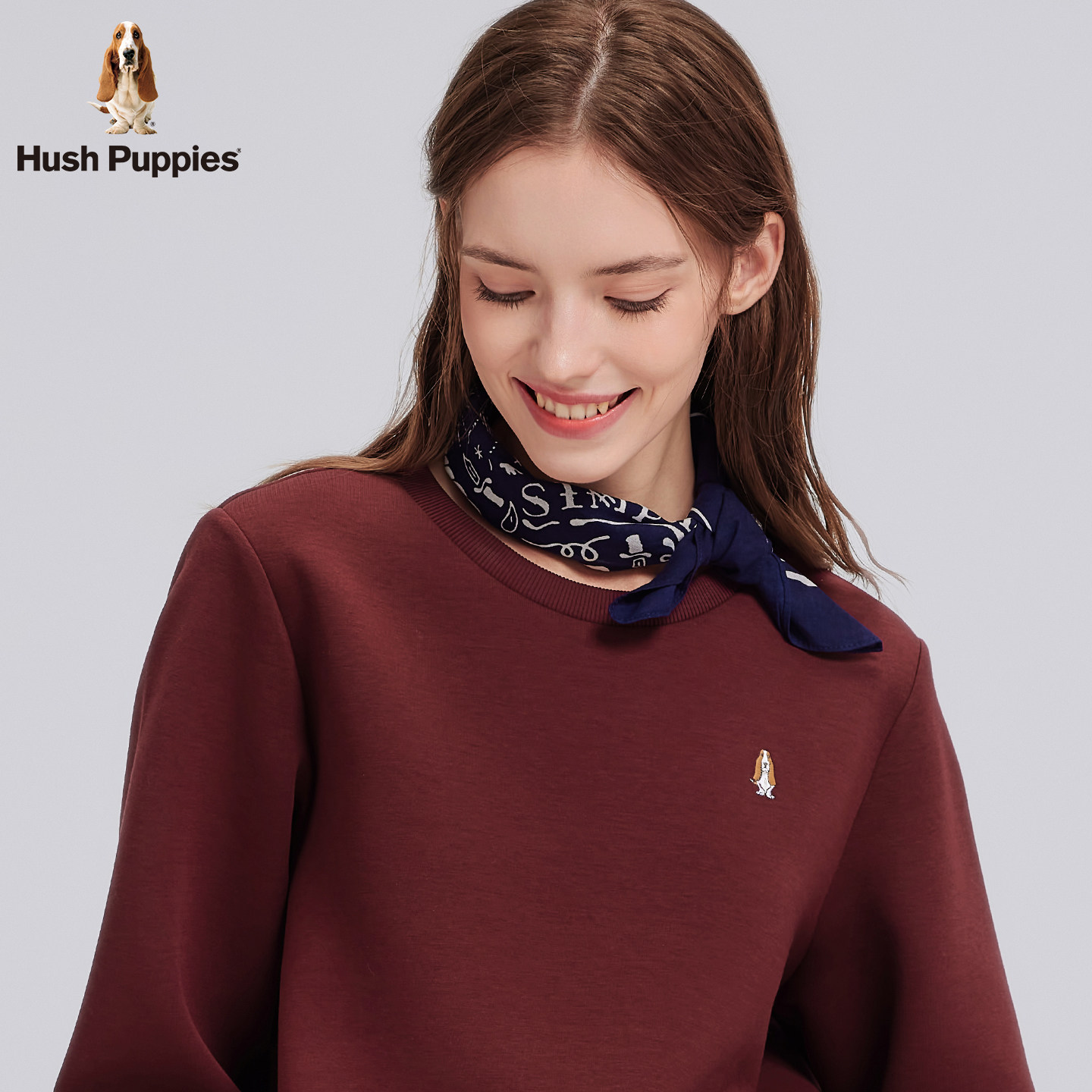 【新年马上旺】暇步士女装秋冬新款加绒保暖空气层圆领红色卫衣女